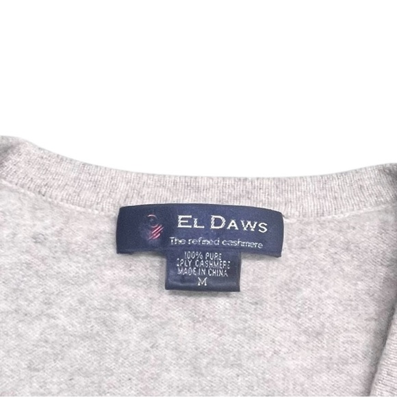 El Daws Cashmere Gray Argyle Button-Up Women's Sweater Size Medium - Picture 6 of 9